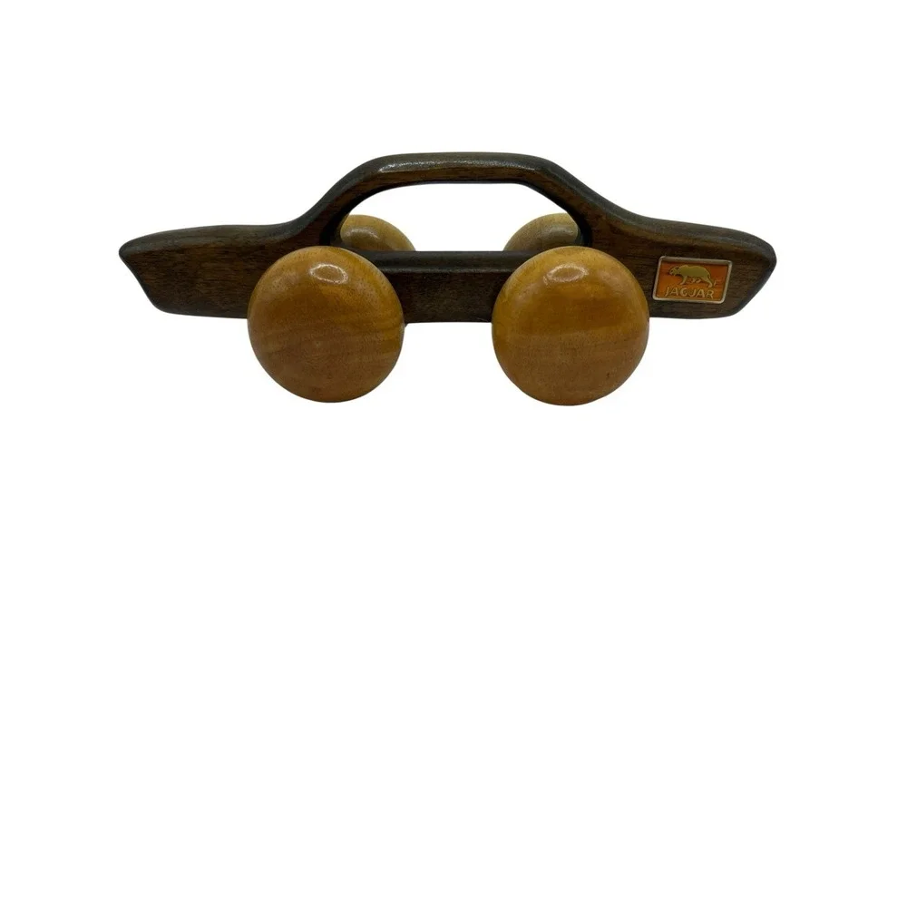 Vintage Jaguar‎ Two-Tone Wooden Back Massager Roller Car Vehicle Collectible
